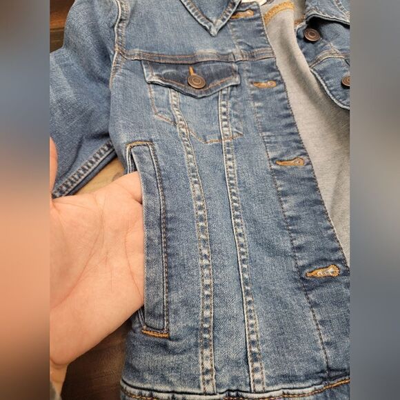 LC Lauren Conrad Jean Jacket Mid Wash Cotton Button Front 4 Pocket Denim Size XS - Picture 4 of 9